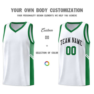 Custom White Black Side Stripe Fashion Sports Uniform Basketball Jersey