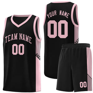 Custom Black Pink Side Stripe Fashion Sports Uniform Basketball Jersey