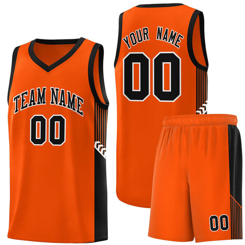 Custom Orange Black-White Side Stripe Fashion Sports Uniform Basketball Jersey