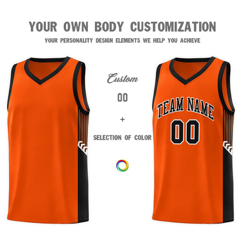 Custom Orange Black-White Side Stripe Fashion Sports Uniform Basketball Jersey