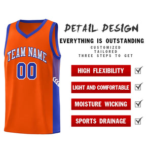 Custom Orange White-Royal Side Stripe Fashion Sports Uniform Basketball Jersey