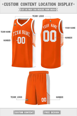 Custom Orange White Side Stripe Fashion Sports Uniform Basketball Jersey