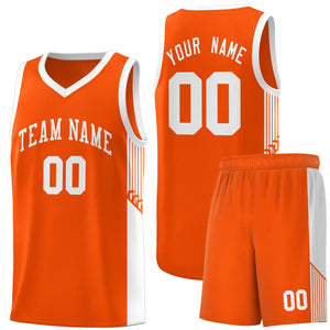 Custom Orange White Side Stripe Fashion Sports Uniform Basketball Jersey