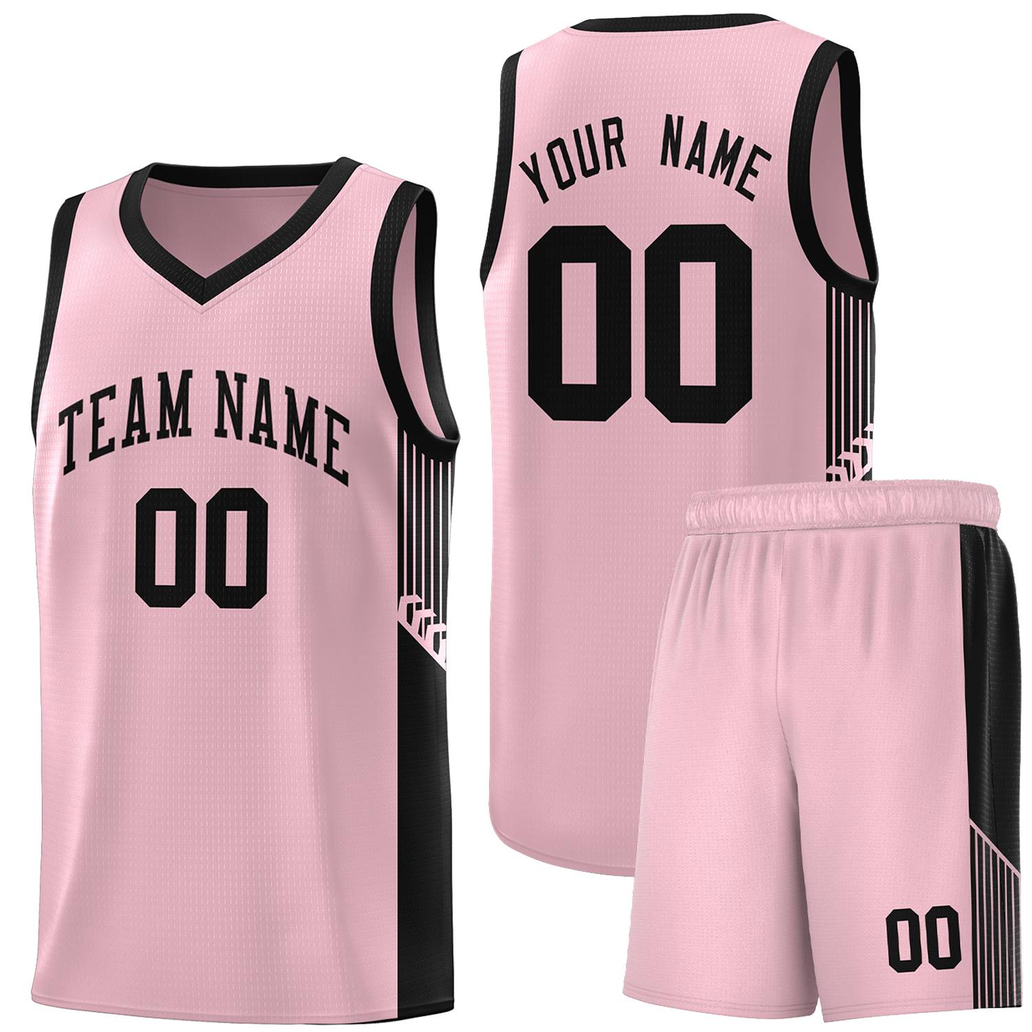 Custom Pink Black Side Stripe Fashion Sports Uniform Basketball Jersey