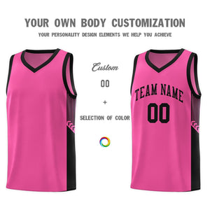 Custom Pink Black Side Stripe Fashion Sports Uniform Basketball Jersey