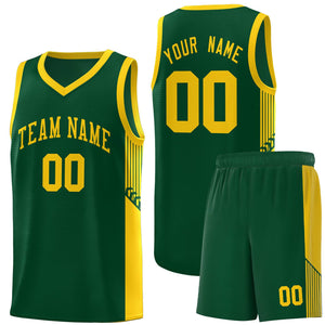 Custom Green Gold Side Stripe Fashion Sports Uniform Basketball Jersey