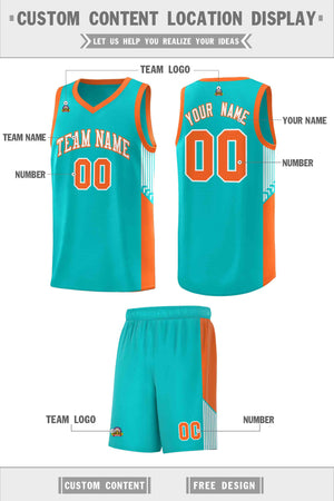 Custom Green White-Orange Side Stripe Fashion Sports Uniform Basketball Jersey