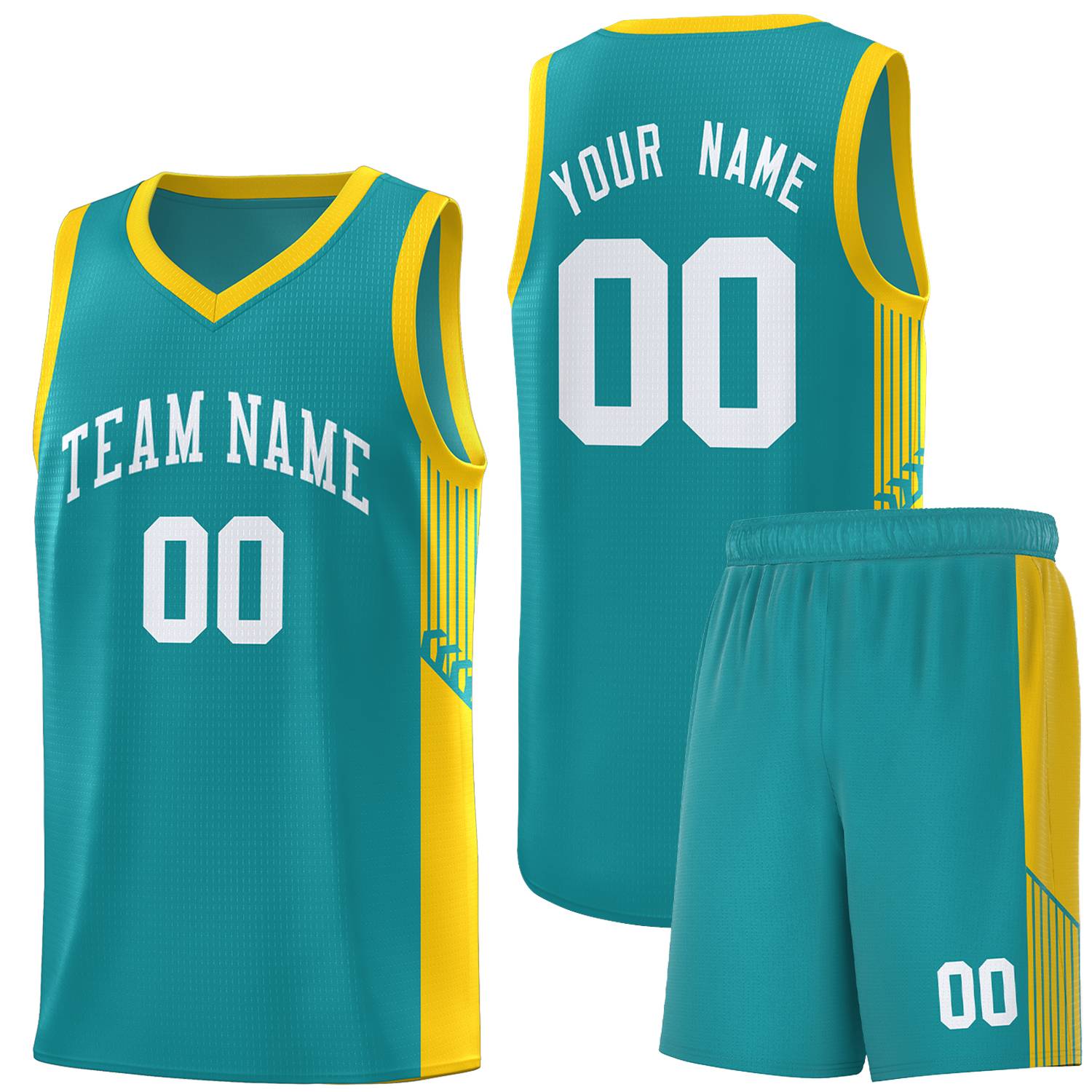 Custom Aqua White Side Stripe Fashion Sports Uniform Basketball Jersey