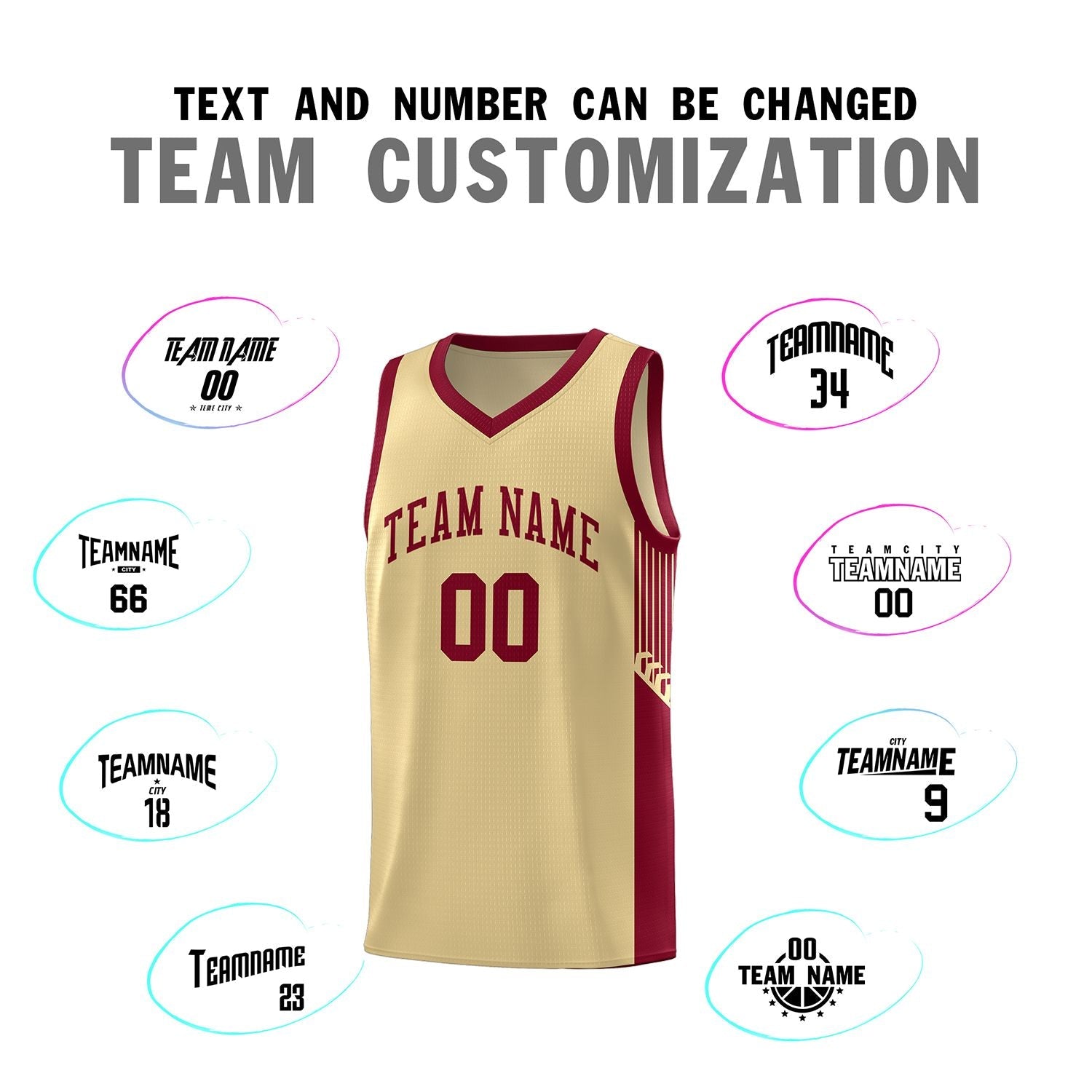 Custom Khaki Crimson Side Stripe Fashion Sports Uniform Basketball Jersey