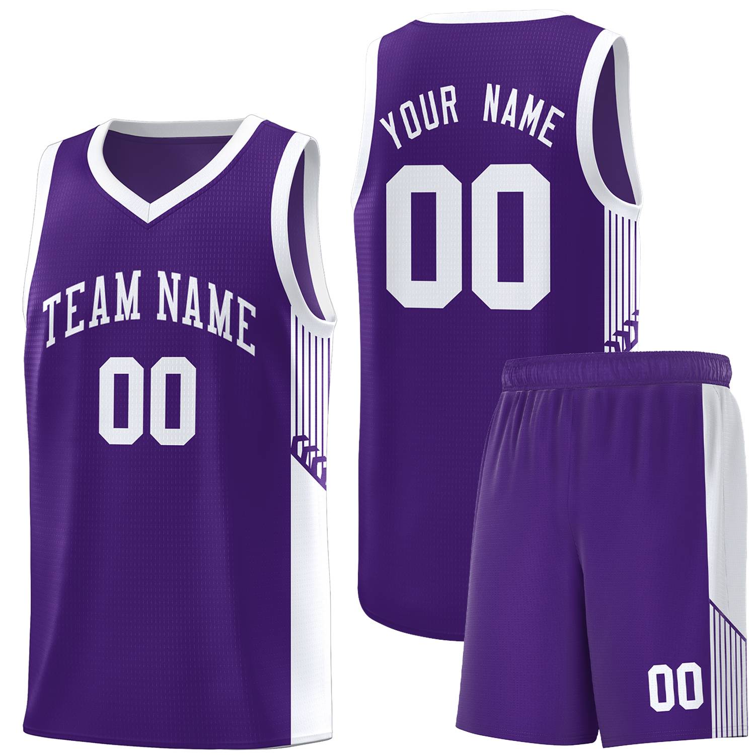 Custom Purple White Side Stripe Fashion Sports Uniform Basketball Jersey