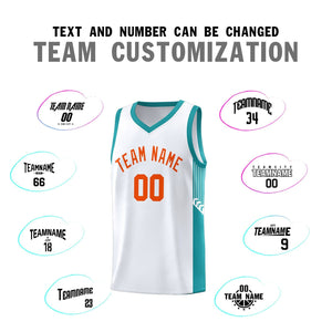 Custom White Orange Side Stripe Fashion Sports Uniform Basketball Jersey