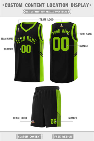 Custom Black Neon Side Stripe Fashion Sports Uniform Basketball Jersey