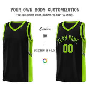 Custom Black Neon Side Stripe Fashion Sports Uniform Basketball Jersey