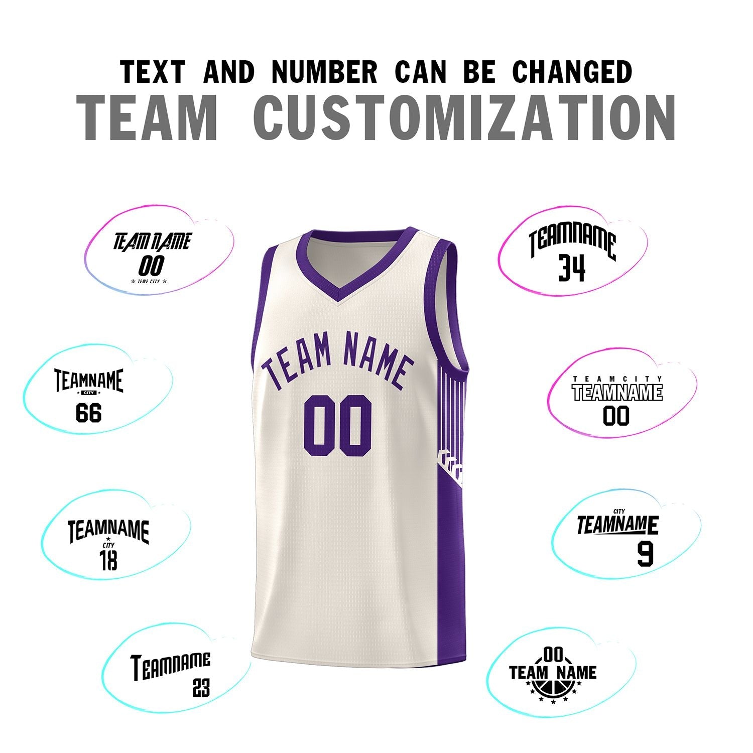 Custom Khaki Purple Side Stripe Fashion Sports Uniform Basketball Jersey