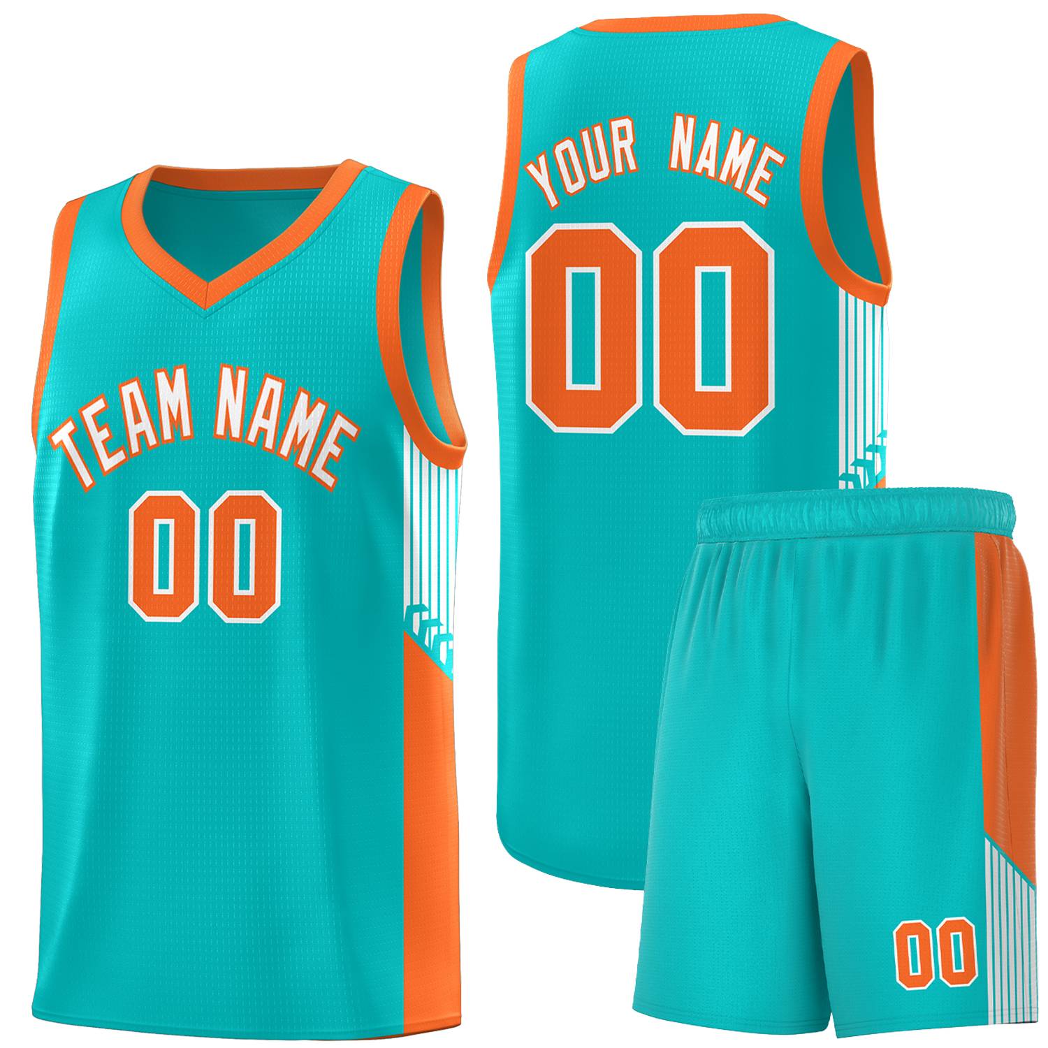 Custom Green White-Orange Side Stripe Fashion Sports Uniform Basketball Jersey