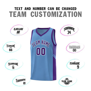 Custom Light Blue Purple-White Side Stripe Fashion Sports Uniform Basketball Jersey