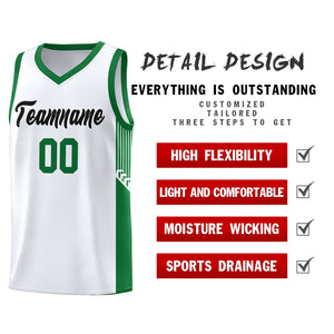 Custom White Black Side Stripe Fashion Sports Uniform Basketball Jersey