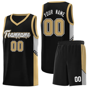 Custom Black White Side Stripe Fashion Sports Uniform Basketball Jersey