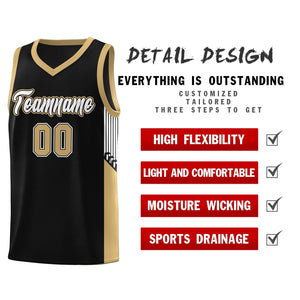 Custom Black White Side Stripe Fashion Sports Uniform Basketball Jersey