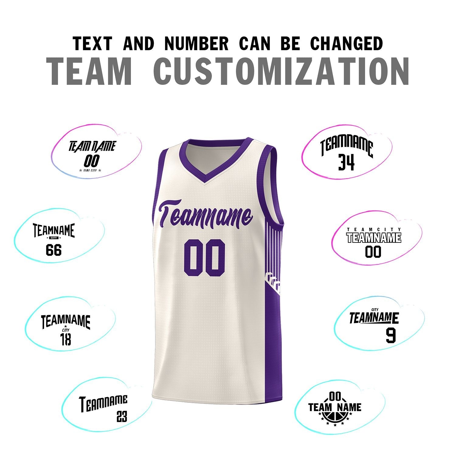 Custom Khaki Purple Side Stripe Fashion Sports Uniform Basketball Jersey