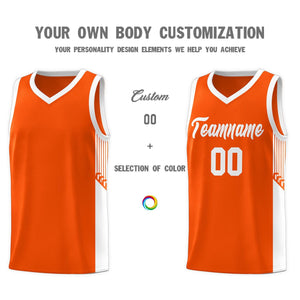 Custom Orange White Side Stripe Fashion Sports Uniform Basketball Jersey