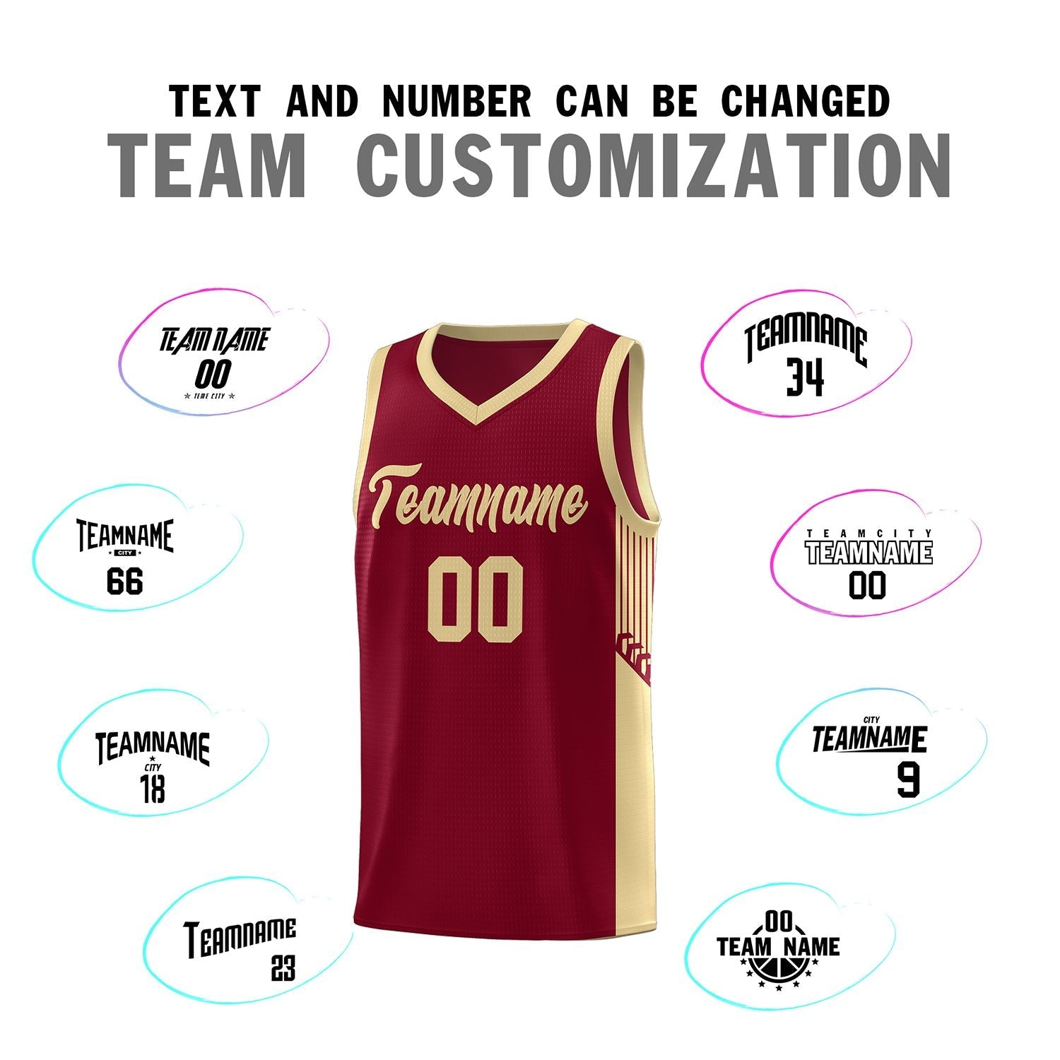 Custom Crimson Khaki Side Stripe Fashion Sports Uniform Basketball Jersey