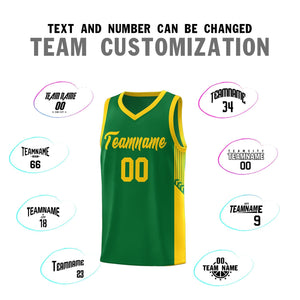 Custom Kelly Green Gold Side Stripe Fashion Sports Uniform Basketball Jersey