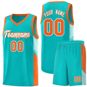 Custom Green White-Orange Side Stripe Fashion Sports Uniform Basketball Jersey