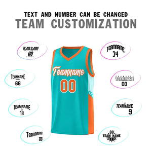 Custom Green White-Orange Side Stripe Fashion Sports Uniform Basketball Jersey