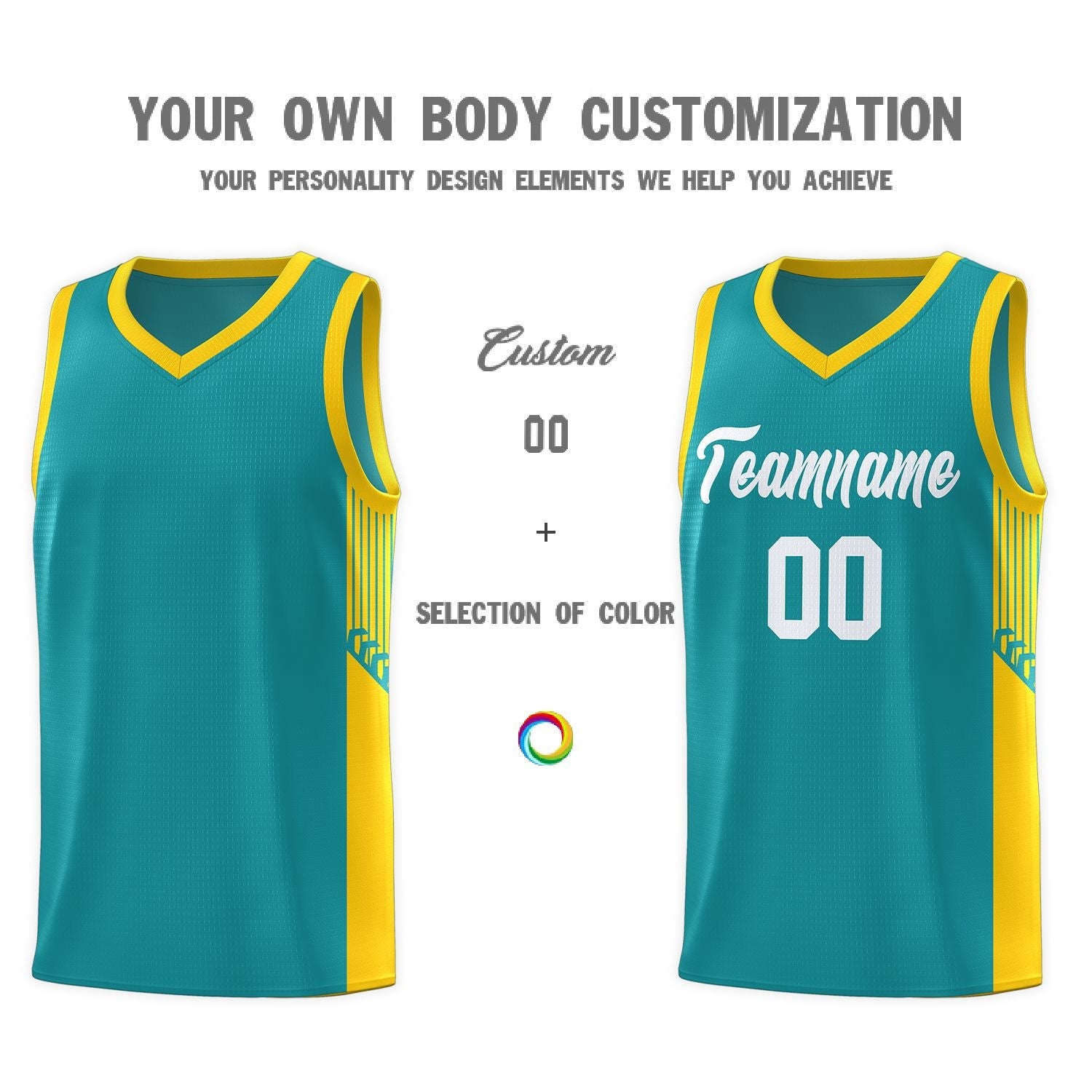 Custom Aqua White Side Stripe Fashion Sports Uniform Basketball Jersey