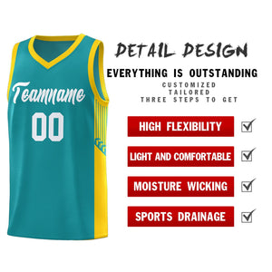 Custom Aqua White Side Stripe Fashion Sports Uniform Basketball Jersey