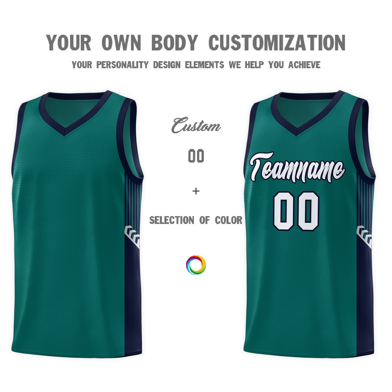 Custom Aqua White-Navy Side Stripe Fashion Sports Uniform Basketball Jersey