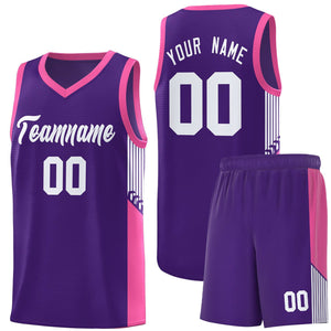 Custom Purple White Side Stripe Fashion Sports Uniform Basketball Jersey