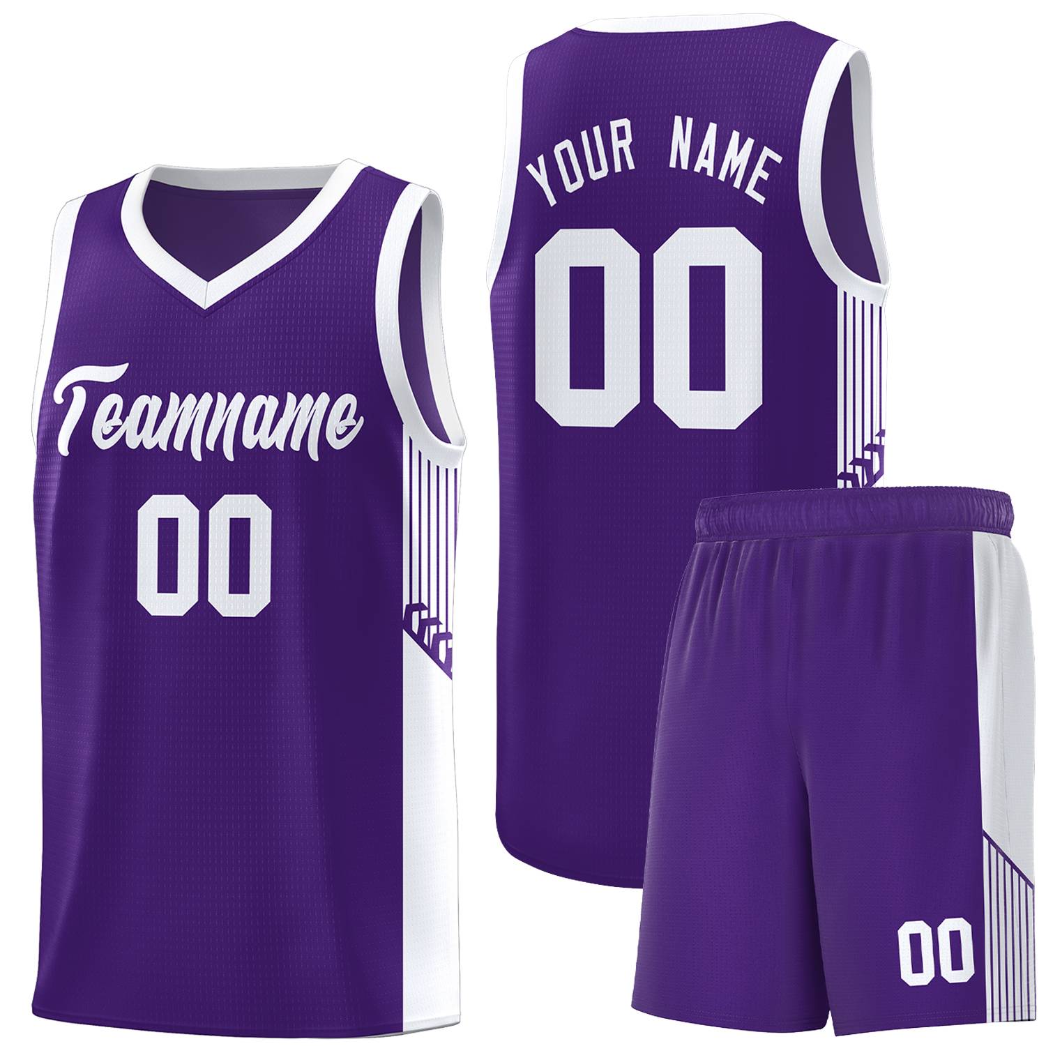 Custom Purple White Side Stripe Fashion Sports Uniform Basketball Jersey