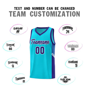 Custom Light Blue Royal-White Side Stripe Fashion Sports Uniform Basketball Jersey