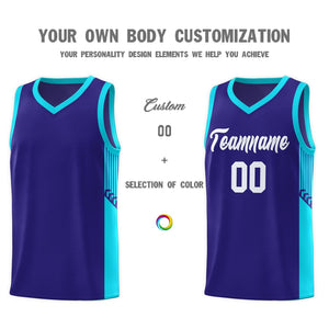 Custom Royal White Side Stripe Fashion Sports Uniform Basketball Jersey