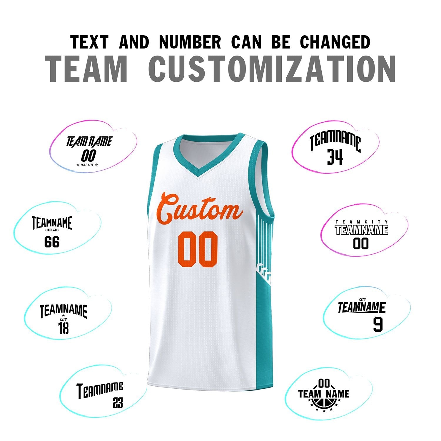 Custom White Orange Side Stripe Fashion Sports Uniform Basketball Jersey