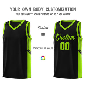 Custom Black Neon Side Stripe Fashion Sports Uniform Basketball Jersey