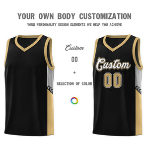 Custom Black White Side Stripe Fashion Sports Uniform Basketball Jersey