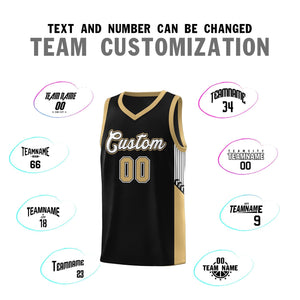 Custom Black White Side Stripe Fashion Sports Uniform Basketball Jersey