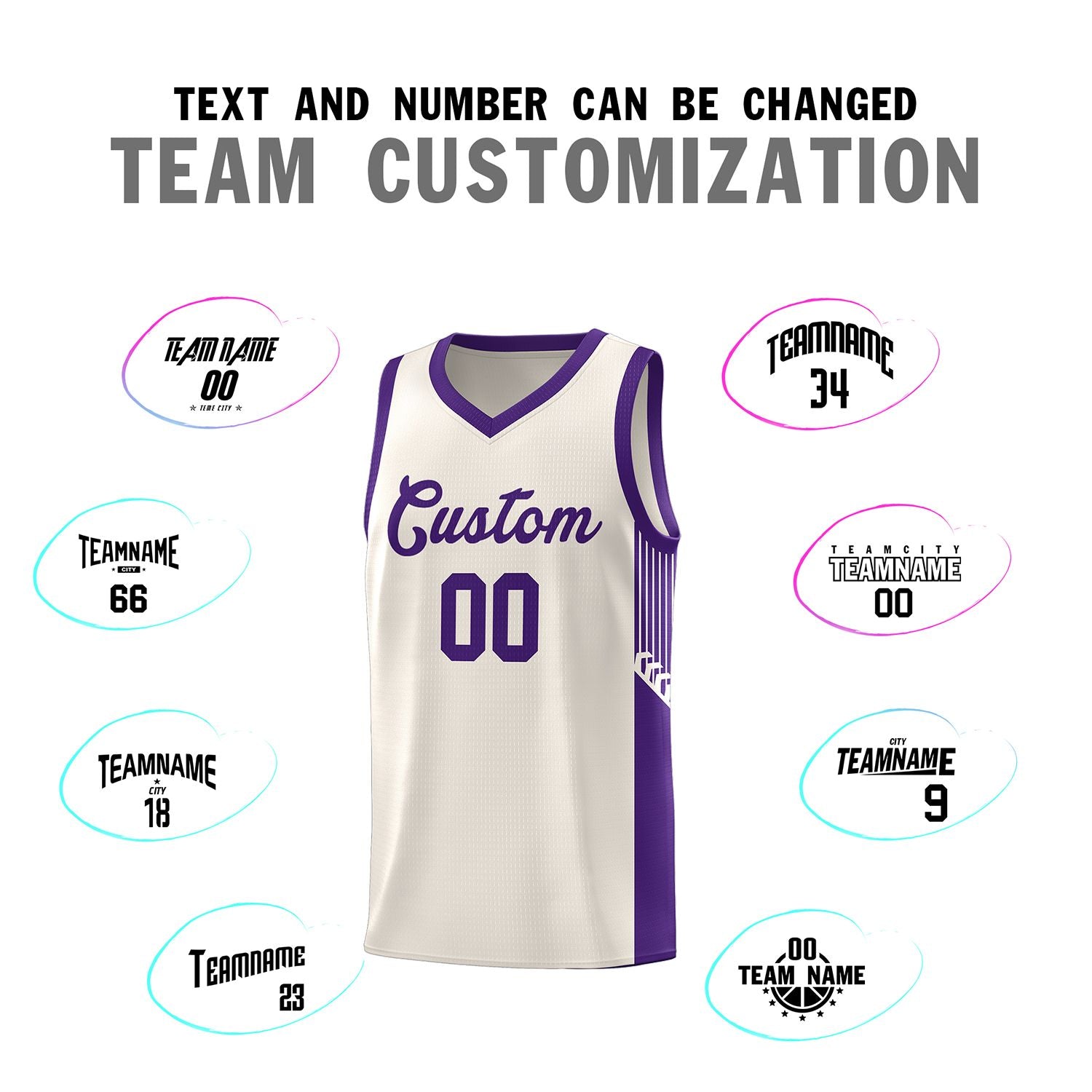 Custom Khaki Purple Side Stripe Fashion Sports Uniform Basketball Jersey