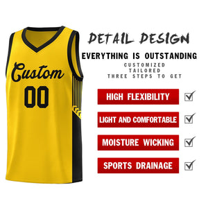 Custom Gold Black Side Stripe Fashion Sports Uniform Basketball Jersey