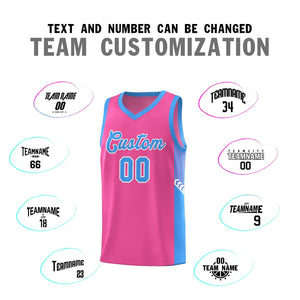 Custom Pink Powder Blue-White Side Stripe Fashion Sports Uniform Basketball Jersey