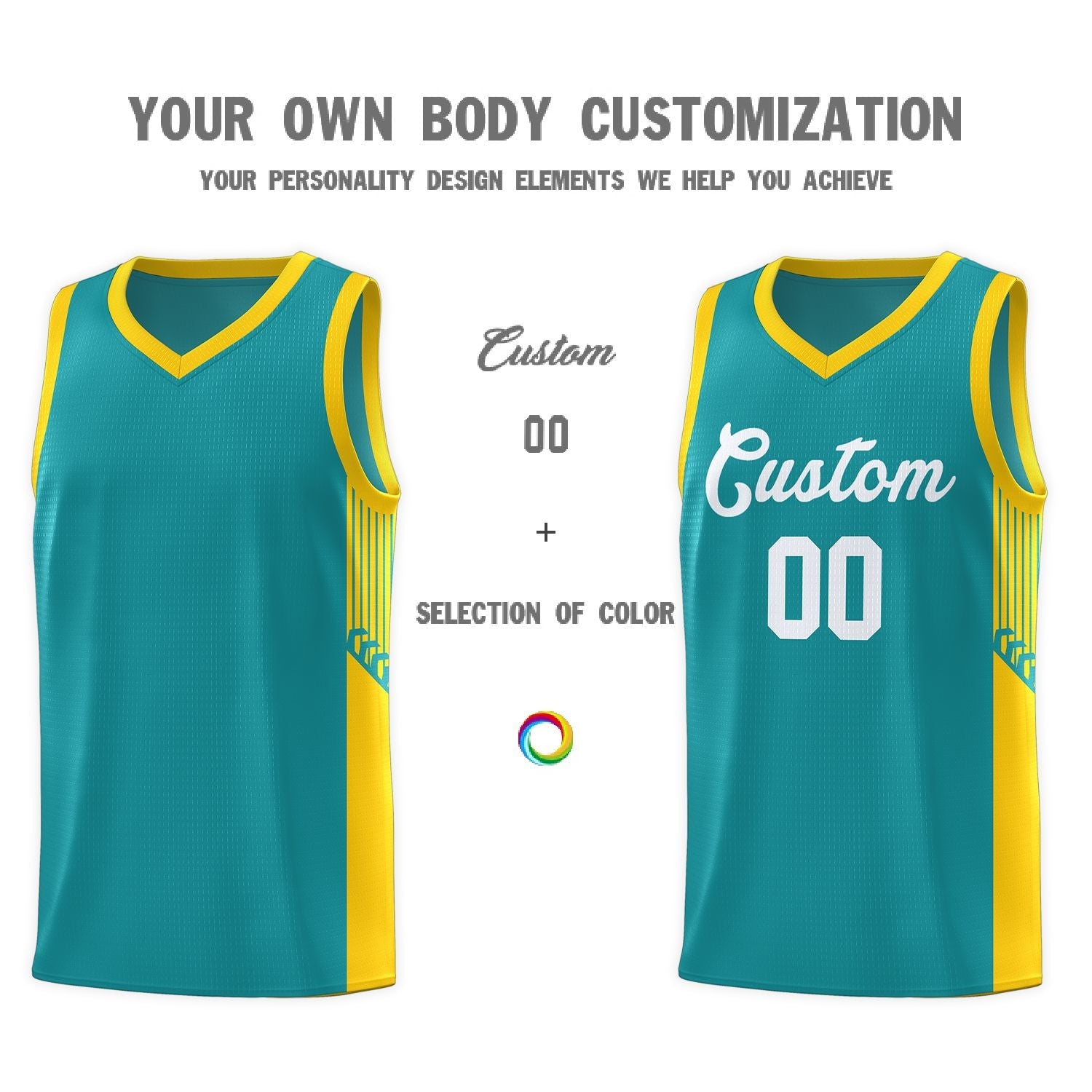 Custom Aqua White Side Stripe Fashion Sports Uniform Basketball Jersey