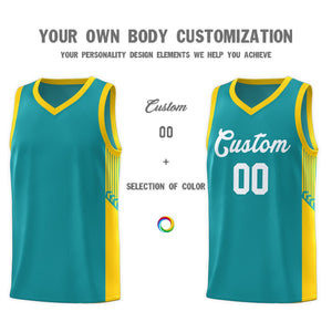 Custom Aqua White Side Stripe Fashion Sports Uniform Basketball Jersey