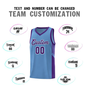 Custom Light Blue Purple-White Side Stripe Fashion Sports Uniform Basketball Jersey