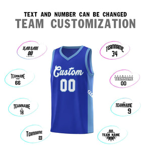 Custom Royal White-Light Blue Side Stripe Fashion Sports Uniform Basketball Jersey