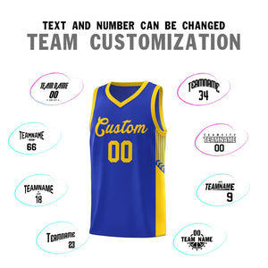 Custom Royal Gold Side Stripe Fashion Sports Uniform Basketball Jersey