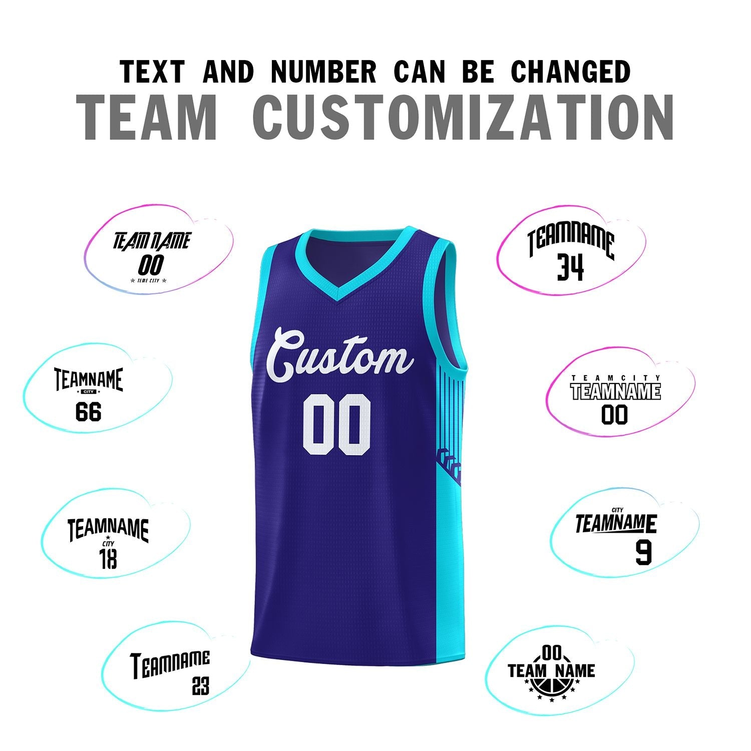 Custom Royal White Side Stripe Fashion Sports Uniform Basketball Jersey