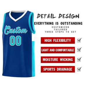 Custom Royal Light Blue-White Side Two-Tone Classic Sports Uniform Basketball Jersey